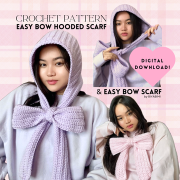easy bow scarf and hood crochet pattern & tutorial combo